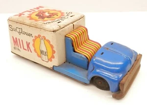 Vintage Ichimura Sun Flower Milk Delivery Truck Friction Powered Japan - Picture 1 of 5