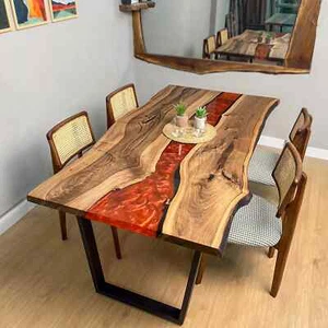 Red River Epoxy Resin Coffee Table Top, Centerpiece Hallway Furniture Decor - Picture 1 of 5