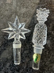 Waterford Irish Crystal Bottle Stopper Pair 2 Star Pineapple Ireland Excellent! - Picture 1 of 1