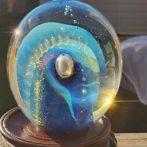 ROBERT EICKHOLT 1989 REPTILE SERIES STUDIO GLASS PAPERWEIGHT 4" ONE EYED RARE! - Picture 1 of 12