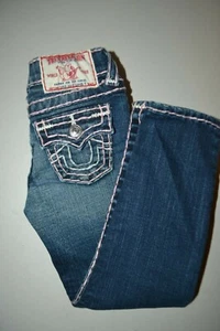 True Religion Girls Julie Slim Super T Thick Stitch Pocket Flaps Blue Jeans Sz 5 - Picture 1 of 12