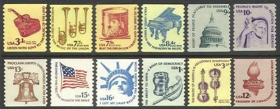 US Scott # 1613 - 1619 & 1811 - 1816 Americana Coil's set Complete Set MNH    - Image 1 of 1