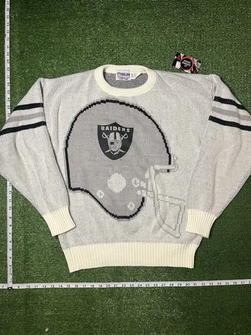 Vtg Cliff Engle Pro-Line Oakland/LA Raiders NFL Knit Sweater Made In USA Sz. M Cover