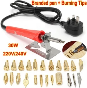 15W 30W DUAL WATTAGE PYROGRAPHY TOOL WOOD BURNING CRAFT PEN IRON KIT - Picture 1 of 9