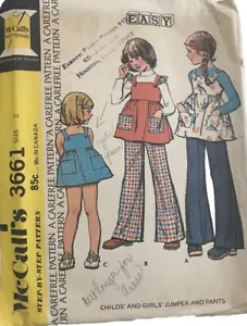 3661 McCalls Pattern Girls 1970s Jumper Smock Top Pants Easy Carefree Sz 5 - Picture 1 of 4