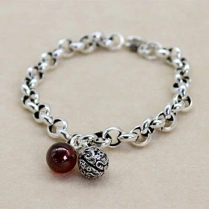 Silber Retro Glocke Rot Perlen Armband Kette Frauen Charm Party Schmuck Geschenke - Bild 1 von 12