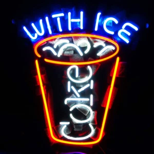 17"x14"Coke With Ice Neon Sign Light Cold Drink Shop Wall Display Visual Artwork - Picture 1 of 1