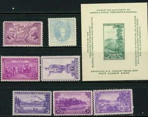 Briefmarken USA, Scott # 795-802 neuwertig NH, 1937 Gedenkfeiern - Bild 1 von 1