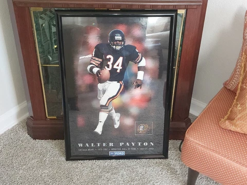 BEARS WALTER PAYTON FRAMED COLOR ACTION PRINT - Featuring image of HOF Ring Cover