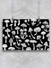 White Mushrooms Pattern Poster - Image by Shutterstock