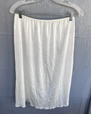 Vassarette Vintage Half Slip Skirt Women XL Lace Hem Side Slit Ivory USA Made - Image 1 of 4