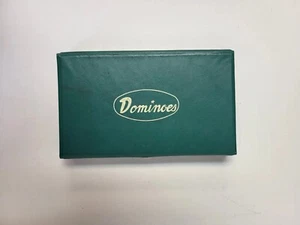 Vintage Dominos Set 28 Tile Pieces Green Carrying Case - Picture 1 of 8