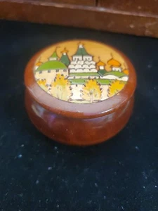 Vintage handgeschnitzte bemalte Holz Schmuckschatulle Volkskunst aus Russland DW876 - Bild 1 von 7