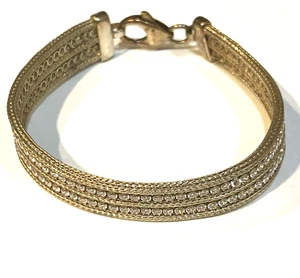 Pulsera de plata de ley 925 chapada en oro circonita cúbica cadena de trigo 17,9 g - Imagen 1 de 7