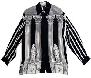 CAMICIA Linda Allard Ellen Tracy seta motivo Delphica elegante greca romana taglia 6 - Foto 1 di 12