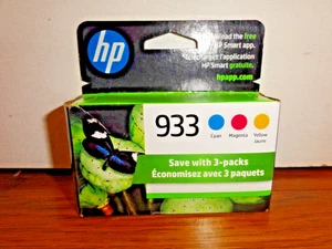 Paquete de 3 cartuchos de tinta originales HP 933 cian/magenta/amarillo EXP 03/2024 - Imagen 1 de 9
