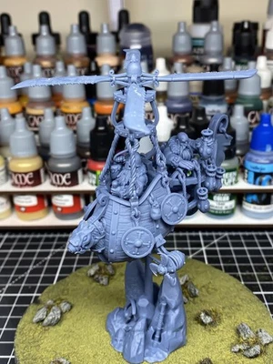 3D PRINTING VALLEY Dwarf Flying Machine with Crew and Scenic Base 4 Variants Highland Miniatures