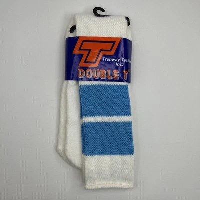 De Colección Calcetines Tubo Blanco Azul 9-15 EE. UU. Orlon Acrílico 19" Años 80 90 Hombres Nuevo de Lote Antiguo Deporte Foto 1 de 4