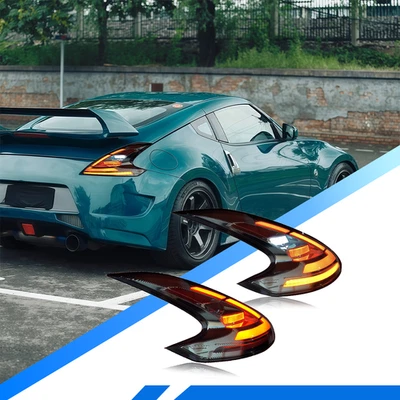 Smoke LED Tail lights For Nissan 370Z Z34 2009-2020 Taillamp Rear Lights Foto 1 de 4