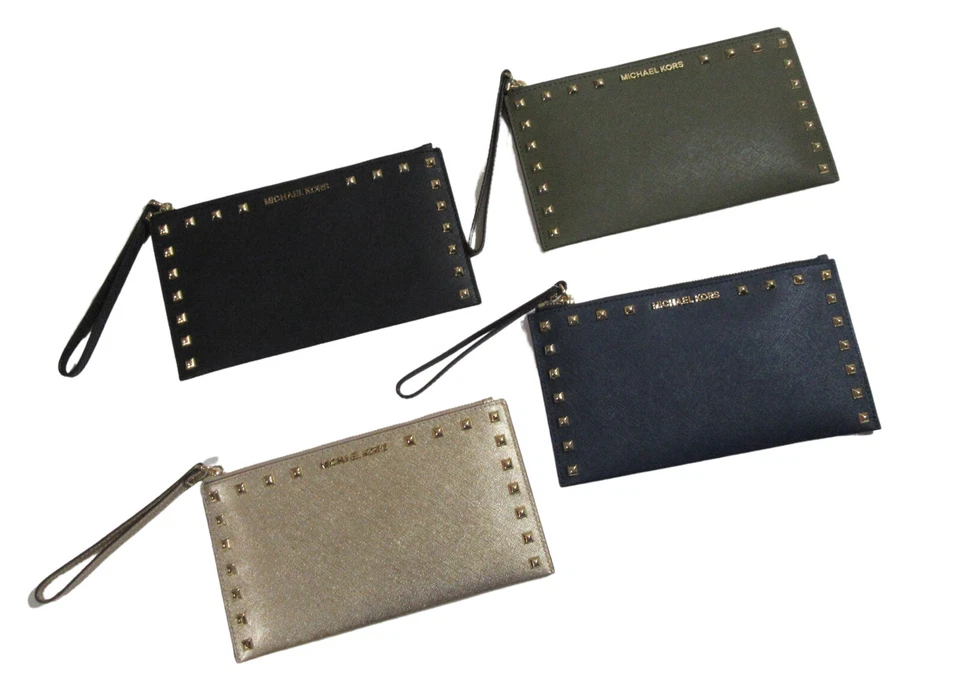 Bolso sin asas Michael Kors para mujer de cuero saffiano con tachuelas grandes con cremallera Foto 1 de 1