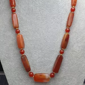 Stunning Authentic Antiuqe Carnelian Agate Beads Necklace From Africa Mali - Picture 1 of 21
