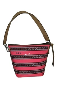 Consuela Aztec Downtown Crossbody Vinyl Zipper Leather Purse Bright Neon Pink - Picture 1 of 15