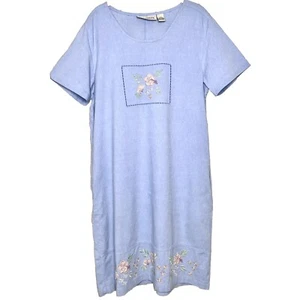 Vintage 90s Jane Ashley Women’s XL Denim Dress With Embroidery Sequins & Beads - Picture 1 of 7