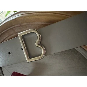 Brooks brothers woman belt gray silver B shaped buckle Italy wide 1.5” M rare - Picture 1 of 24