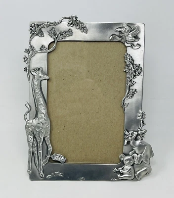 Marco de fotos vintage de peltre gaviota primer cumpleaños de bebé jirafa koala 1994 Foto 1 de 4