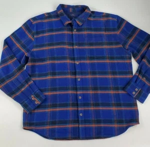 Prana Heavyweight Blue Plaid Flannel Mens Size XLarge Organic Cotton Blend - Picture 1 of 10