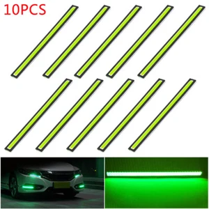 10Pcs Car LED Green 12V Strip DRL Daytime Running Light Fog COB Lamp Driving - Picture 1 of 9