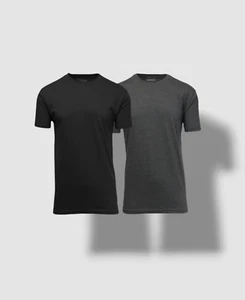 Galaxy By Harvic Men's Black Gray Sleeve 2-Pack Crewneck Casual T-Shirt Size M - Picture 1 of 1
