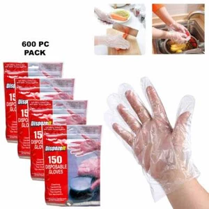 600 pcs Disposable Food Prep Gloves Latex Free Transparent One Size Fits Most - Picture 1 of 1