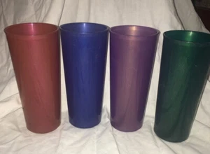 TUPPERWARE New 4 TUMBLERS -STRAIGHT SIDED 16 OZ Gemstone CUPS NO Seals - Picture 1 of 8