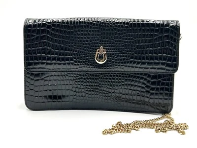 Vintage Guy Laroche Paris Black Patent Faux  Leather Rectangular Purse / Clutch - Photo 1/4