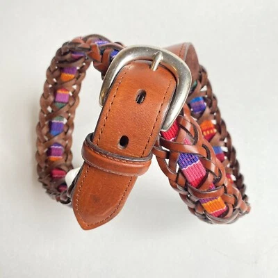 Fossil Braided Leather Belt Multicolor Size Medium Rainbow BT83049970 Sz 28-32” - Image 1 of 4