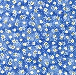 Flowers Daisies Daisy Blue Yellow Floral Cotton Fabric Traditions 34" inches - Picture 1 of 4