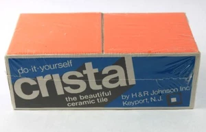 1970s Cristal H&R Johnson English Ceramic Tile Tangerine SE-13 Box of 36 NOS - Picture 1 of 7