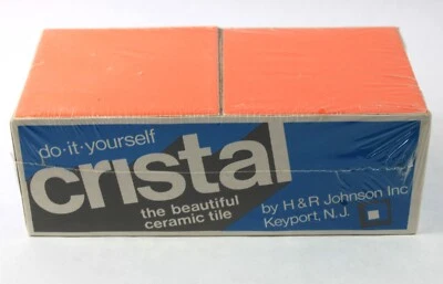1970s Cristal H&R Johnson English Ceramic Tile Tangerine SE-13 Box of 36 NOS - Image 1 of 4
