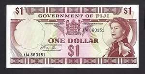 Fiji p-65b , UNC , 1 Pound , 1971 , QEII - Picture 1 of 2