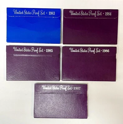 Five, U.S Proof Set 1983, 84, 85, 86, 87 W/Original Jackets Coin Lot Gift Idea - Image 1 of 4
