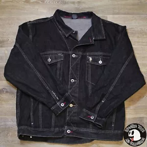 Vintage US Polo Assn Black Denim Heavy Trucker Jacket- Size XXL - Picture 1 of 16