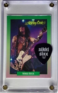 Special listing Motley Crue Nikki Sixx guitar pick / Rockcards #100 card display - Picture 1 of 2