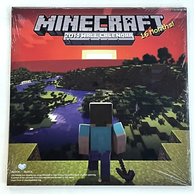 2014 licensed MINECRAFT wall calendar-DO IT YOURSELF art decor projects FUN-NEW - Image 1 of 2