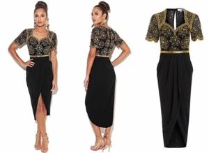 Virgos Lounge Black Amanda Midi Dress Size UK6 EUR34 US2 - Picture 1 of 5