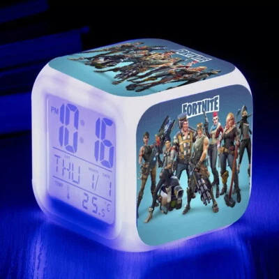Fortnite Cartoon LED Digital Alarm Clock Colors Changing Clock Night Light #01 - Image 1 of 2