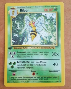 Pokemon Karte Bibor 17/102 Basis 1. Edition Deutsch - Bild 1 von 2