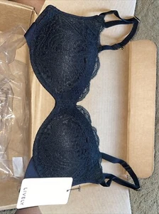Lively 32A Lace No Wire Push Up bra, Black, Optional Crisscross Hook Back - Picture 1 of 2