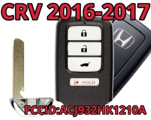 FOR 2015-2017 HONDA CRV SMART KEY KEYLESS REMOTE ENTRY KEY FOB ACJ932HK1210A - Picture 1 of 3