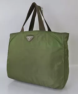 Auténtico bolso de mano de nailon verde PRADA #60860A - Imagen 1 de 18